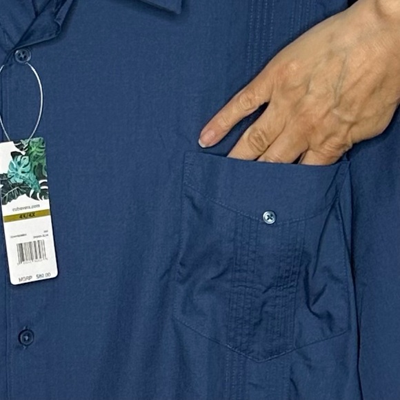 NWT Cubavera Four Pocket Guayabera Shirt Ensign Blue - Picture 8 of 16